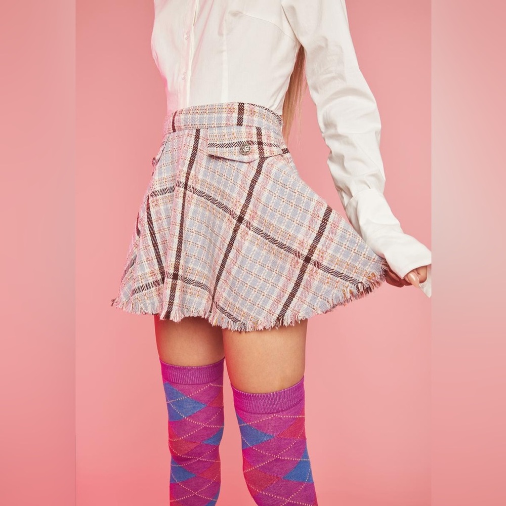 NWT Dolls Kill Sugar Thrillz Top Marks Tweed Mini Skirt Sz Small